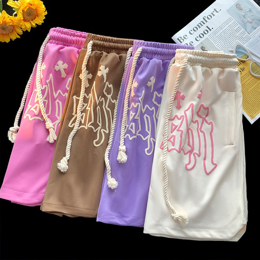 Customized men's shorts with four-way stretch waistbands and 3D bubble printing, suitable for sports like running, fitness, beach activities and basketball