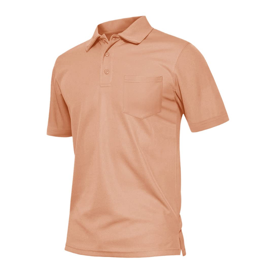 Custom Logo 100% Polyester Casual Short Sleeve Relax Fitted Shirts With Small Chest Pocket Green Golf Polo Shirt for Men