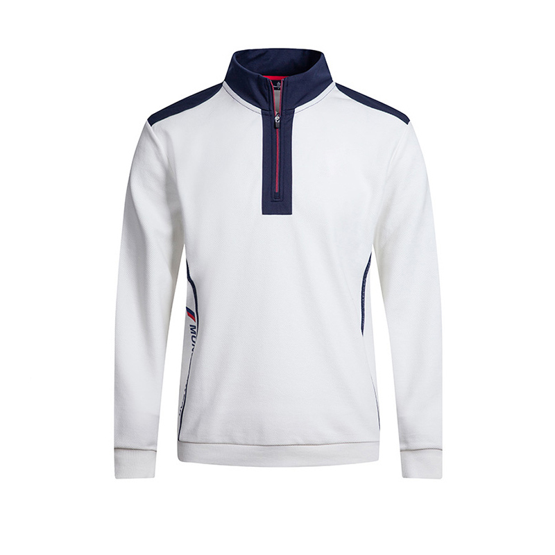 Custom Male Breathable 1/4 Zip Neck Golf Long Sleeves Stand Collar Sweatshirt Sport Wear Golf Pullover