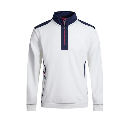 Bulk Custom Custom Male Breathable 1/4 Zip Neck Golf Long Sleeves Stand Collar Sweatshirt Sport Wear Golf Pullover with Logo Embroidery - Manufacturer Qiandao