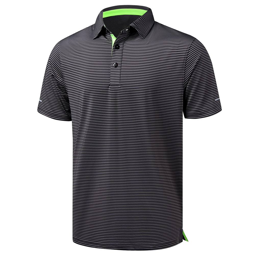 Men's Sporty Quick-Drying Golf for Polo Shirt Custom Logo Casual Stripe Print Spandex Digital for Casual Competitive Players