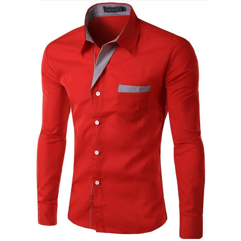 Men Dress Shirt Long Sleeve Slim Brand Man Shirts Designer High Quality Solid Male Clothing Fit Business Shirts
