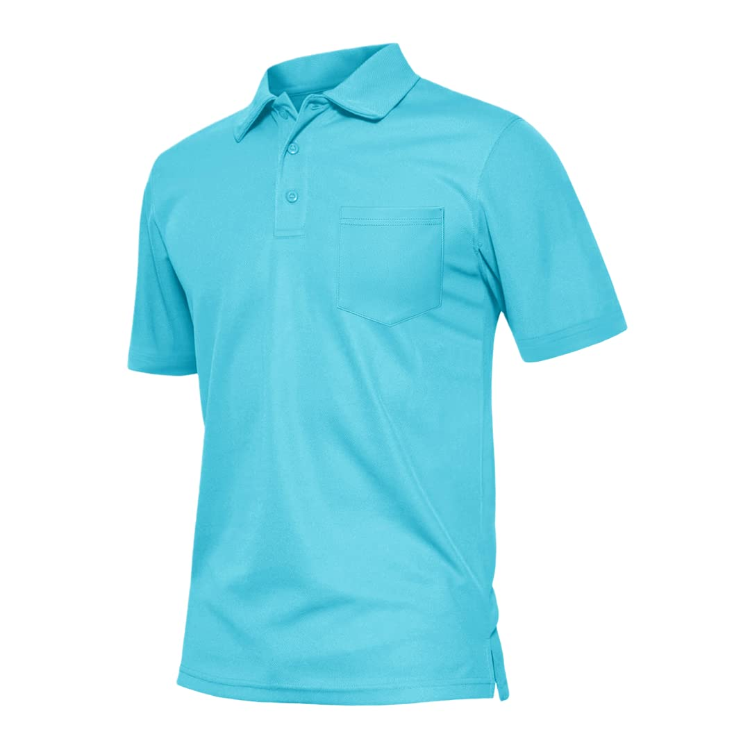 Custom Logo 100% Polyester Casual Short Sleeve Relax Fitted Shirts With Small Chest Pocket Green Golf Polo Shirt for Men