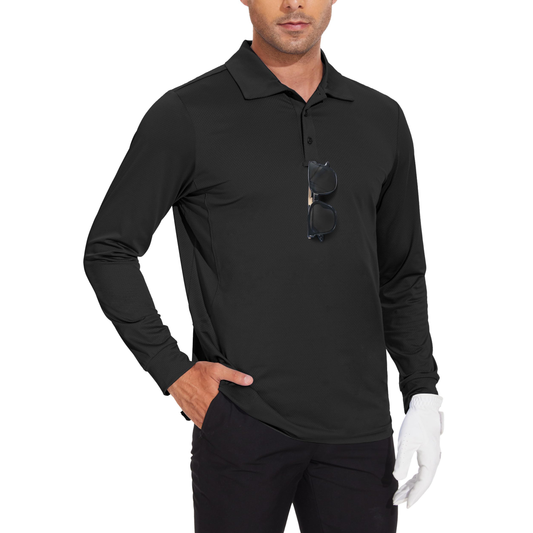 Custom Logo Polyester Spandex Athletic Casual Travel Performance Lightweight Quick Dry UPF 50 Long Sleeve Golf Polo Shirts
