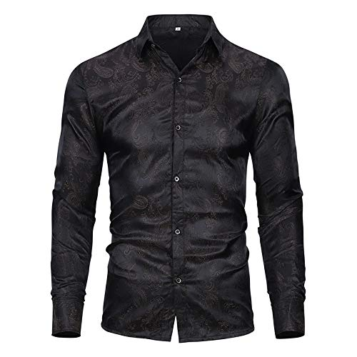 Custom White Polyester Long Sleeve Dress Shirt Party Button-down Paisley Men Shirt