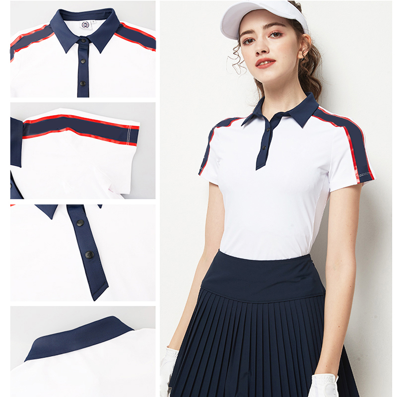 Custom Logo Print Letter Golf Apparel Spandex Polyester Polo Shirt for Women
