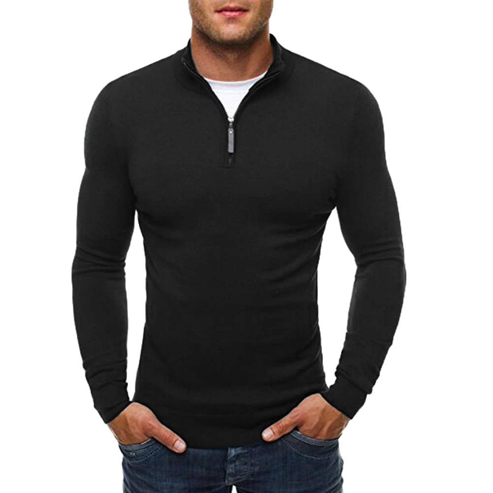 Custom Solid Color Embroidered Stand Collar Knit Quarter Zip-up Pullover Sweatshirt Autumn Digital Printing Sweatshirt
