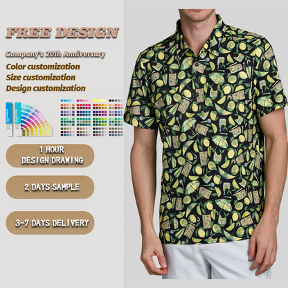 Odm Custom 94% Polyester 6 % Spandex Luxury Embroidery logo 4 Way Stretch Golf Shirt with Bottom Collars Men's Polo-shirts