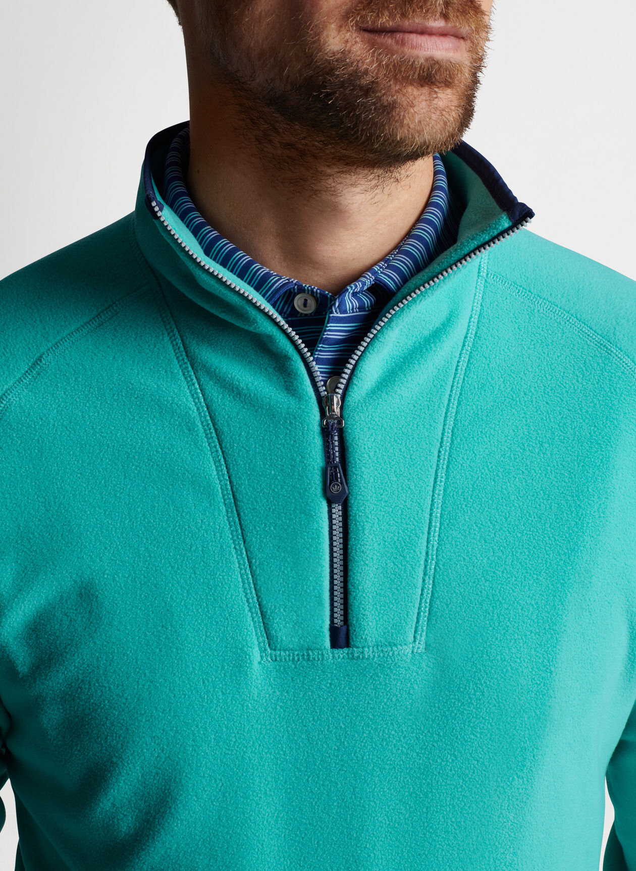 Custom Logo Green High Elasticity Half Quarter 1/4 Zip Neck 100% Polyester Sherpa Teddy Fleece Men's Golf Pullover Sweatshirt