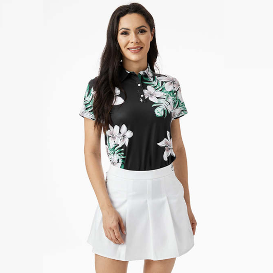 Custom High Quality Digital Print Lady Golf Clothes Quick Drying Slim-fit Plus Size Womens Polo Shirt