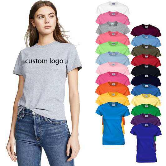 Oversize Blank Solid Colors T-shirt Custom Logo Outdoor O-Neck Soft Basic Plain Casual Style Ladies Graphic T-shirts for Women