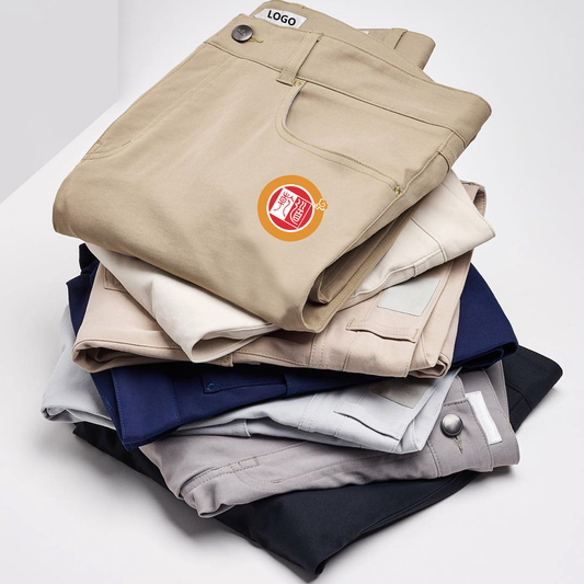 Customized men's basic style body-hugging stretch casual golf pants, men's cotton denim pants