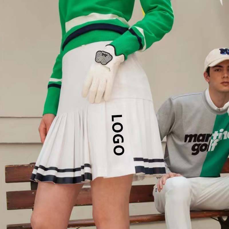 Custom-made new women's sporty figure-hugging, high-waisted, breathable, anti-slip pleated skirts, half skirts with color-blocking for golf