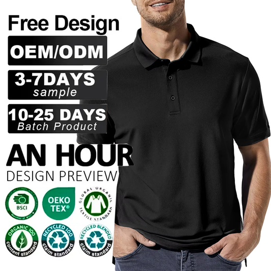 Custom Logo Men's 100% Polyester Black Golf for Polo Shirts Soft Quick Dry Casual Designer Knitted Fabric Moisture Wicking