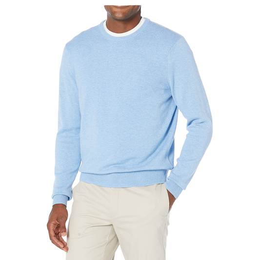 Custom LOGO Men Sweater Light Blue Jumper Design Winter Pullover Casual Crew Neck Knitwear Custom Knitted Sweater for Men
