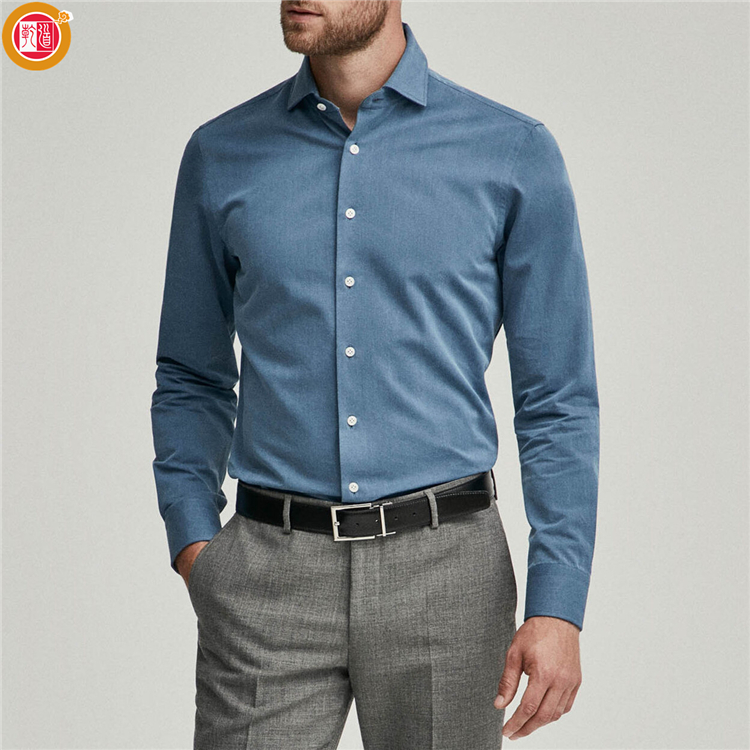Custom High Quality American Slim Fit Blue Denim Twill Superdry Shirts for Men