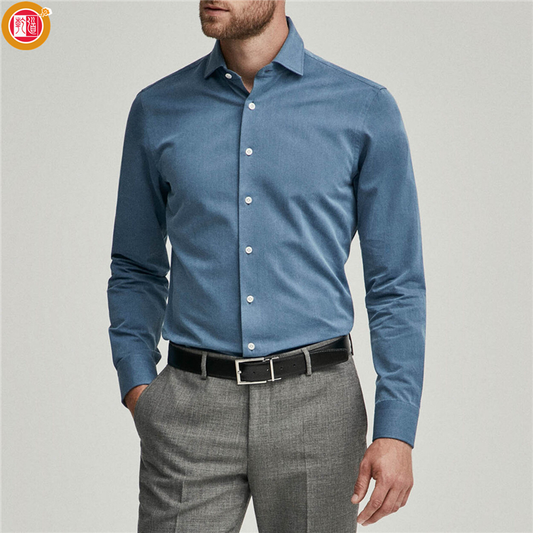 Custom High Quality American Slim Fit Blue Denim Twill Superdry Shirts for Men