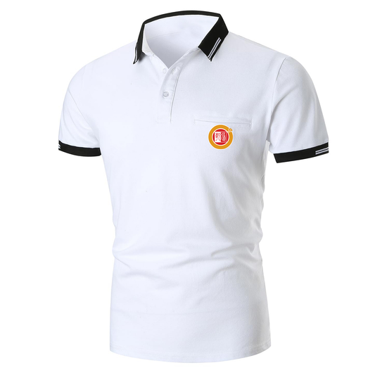 Custom Logo Men's Golf Polo Shirt With Button Down Feature Breathable Solid Pattern Short Sleeve Casual Style in Contrast Colors