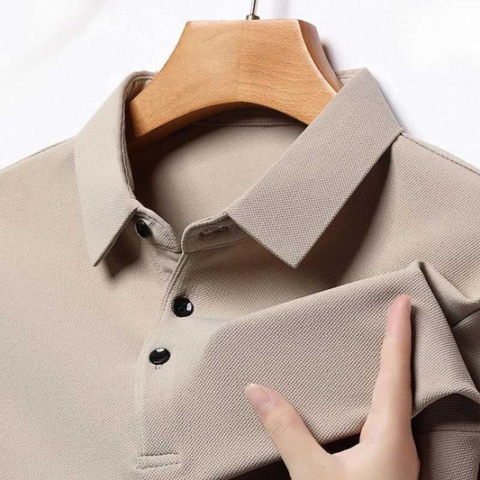 Autumn Casual Business T-Shirt for Men Slim Fit Short Sleeve for Polo Korean Style Button Custom Logo Solid Knitted Men's Casual