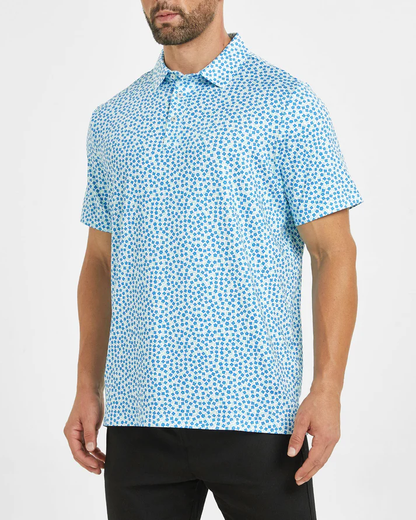 Men's Floral Golf Shirt in Blue for Stylish Performance on the Course