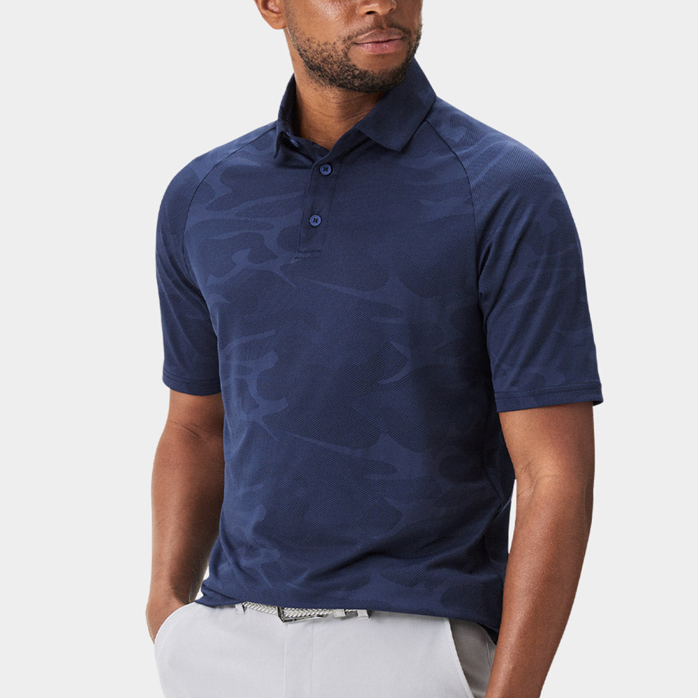 Custom Logo Pattern Printing Knitted Fabric XL Size Camo Golf Polo Shirts