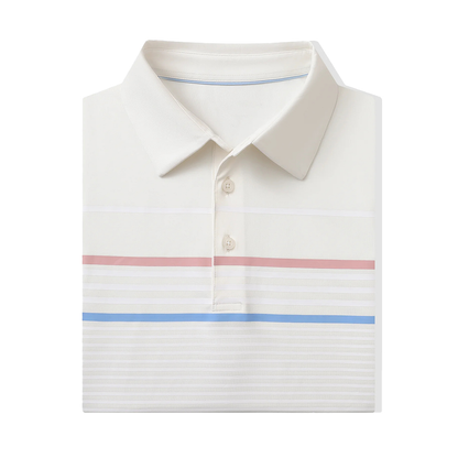 Custom logo Printing Quick Drying Boxy Fit Men Retro Designer Colour Striped White Polo Shirt Mens Golf Clothes