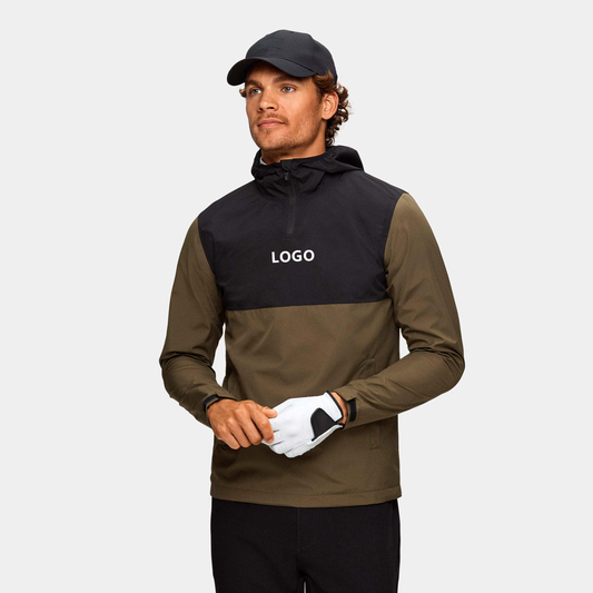 Custom Logo Sport Golf Wear Windproof High Quality Luxury 1/4 Quarter Zip Collar Hoodie Pullover Sweatshirts for Men