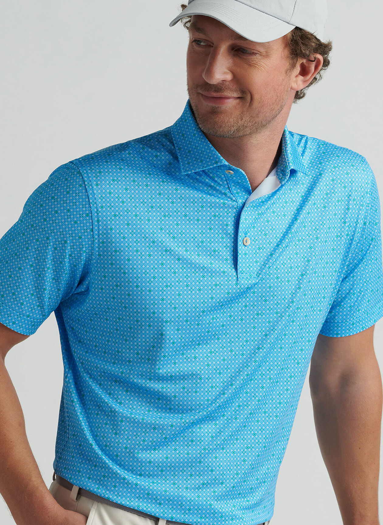 Breathable 100% Polyester Golf Clothing XL Size Breathable Knitted Fabric Print Men's Active Wear for Polo T Shirts Custom Logo