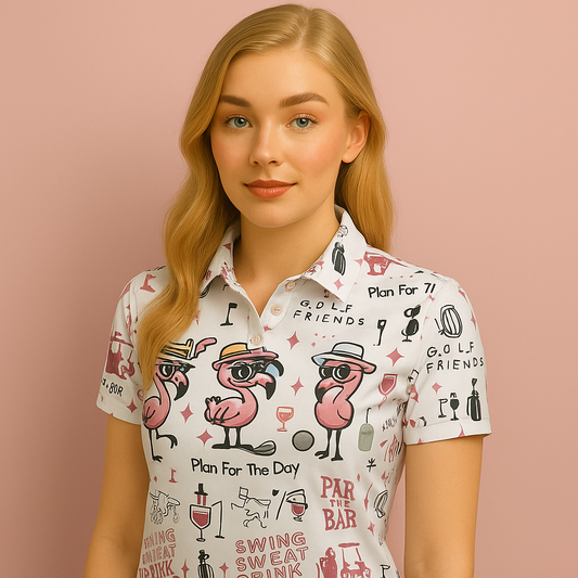 OEM customized logo high-quality quick-drying slim-fit printed rib-knitted golf clothing women's Polo shirts