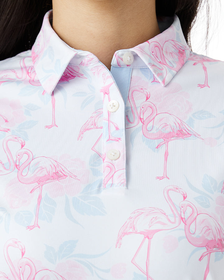 Luxury High Quality Full Allover Print Sublimation Polyester Spandex Golf Clothing Moisture Wicking Woman's Polo Summer