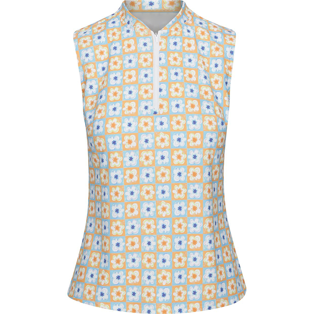 Custom sublimated women's quick-drying sleeveless golf quarter-zip sun-protective sports pullover