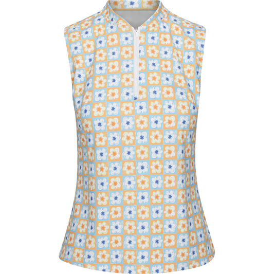 Custom sublimated women's quick-drying sleeveless golf quarter-zip sun-protective sports pullover