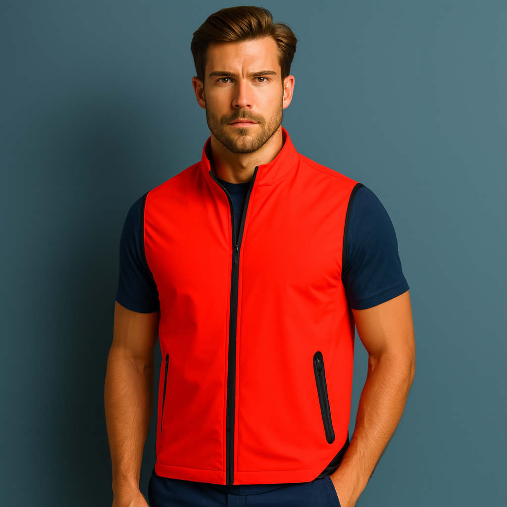 Fashionable custom logo men's practical full-zip polyester golf vests, waterproof vests with pockets