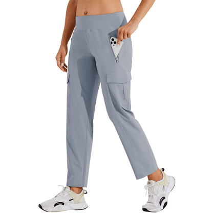 Women's lightweight golf pants with quick-drying and waterproof functions, customized logos, high-waisted, loose-fitting, sporty work pants with travel pockets