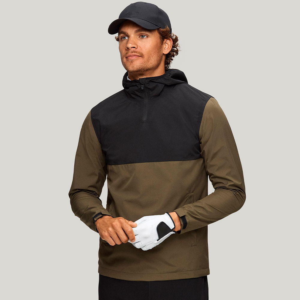 Quick Dry Active Ribbed Sports Clothing Men Quarter Zips Dry Fit Golf Long Sleeve Pullover Sweatshirt Custom Men Hoodies 500gsm