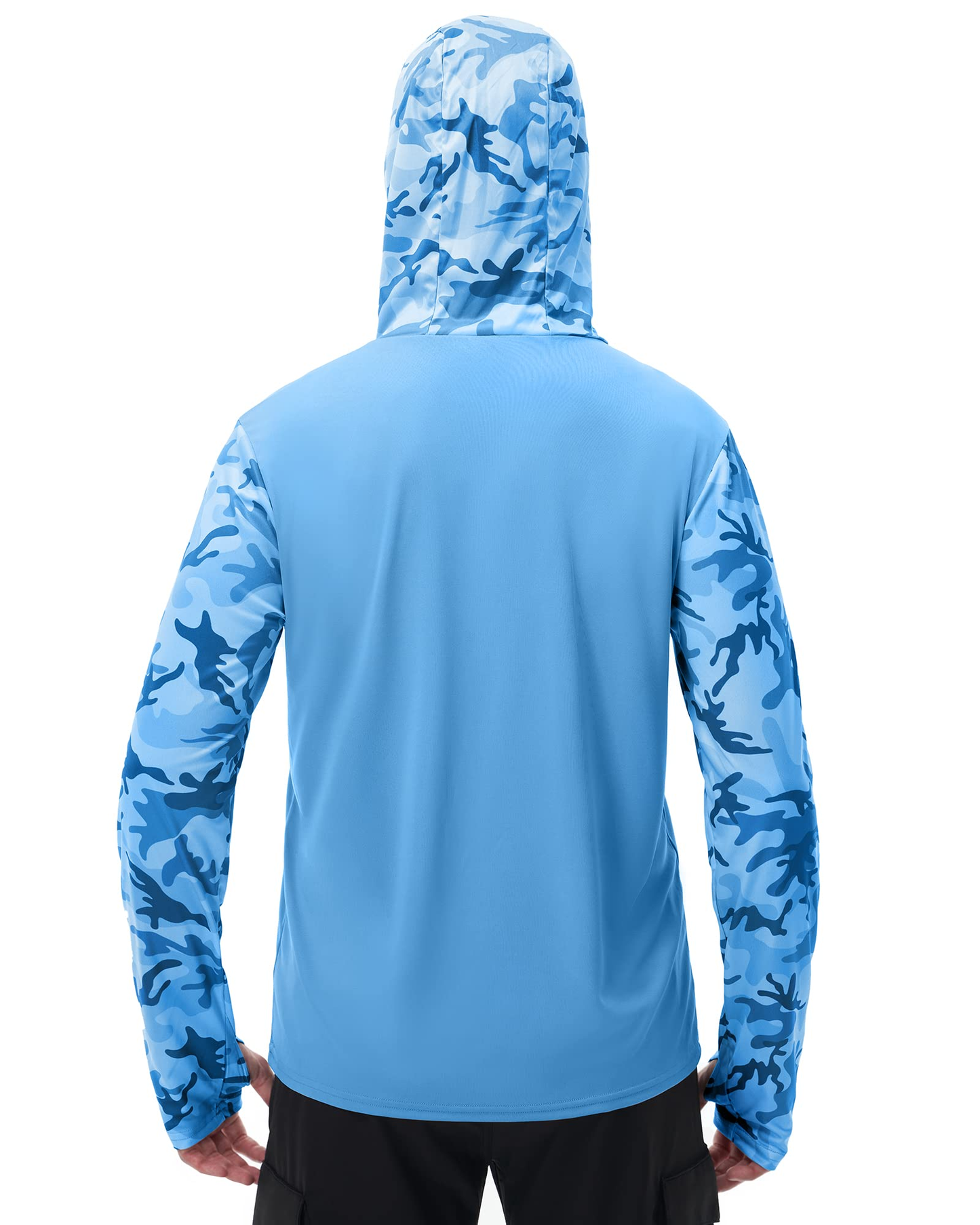 Custom Spandex Polyester 4-way Stretch Sun protection Camo Print Sublimation Upf 50 Bamboo Upf 50 Long Sleeve Shirt with Hood