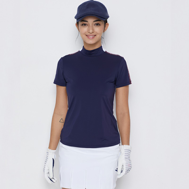 High Quality Solid Polo Femme Women Slim Fit Manufacturing Turtleneck Plain Dyed Golf Polo Shirts Custom logo