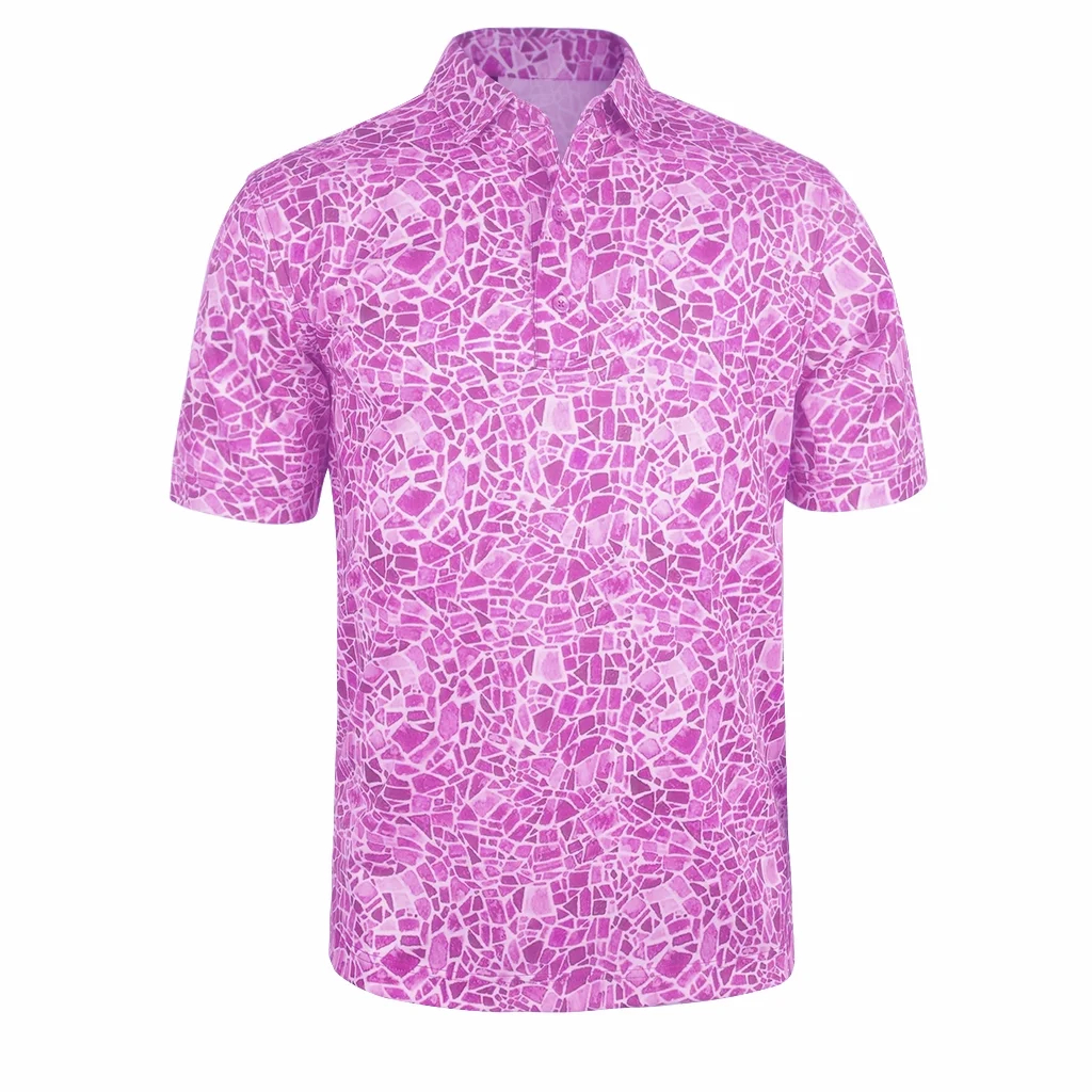 OEM Custom Logo High Quality Performance All Over Printed Button up Golf Character Shirt Polo Funny