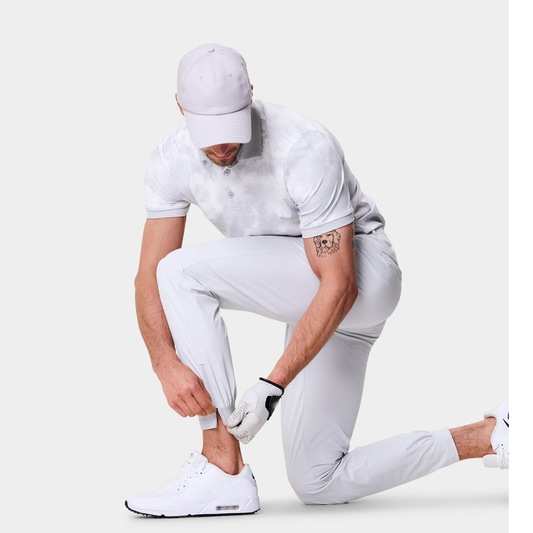 Luxury customized high-quality white four-way stretch jogging pants, elastic, quick-drying, lightweight casual twill golf pants