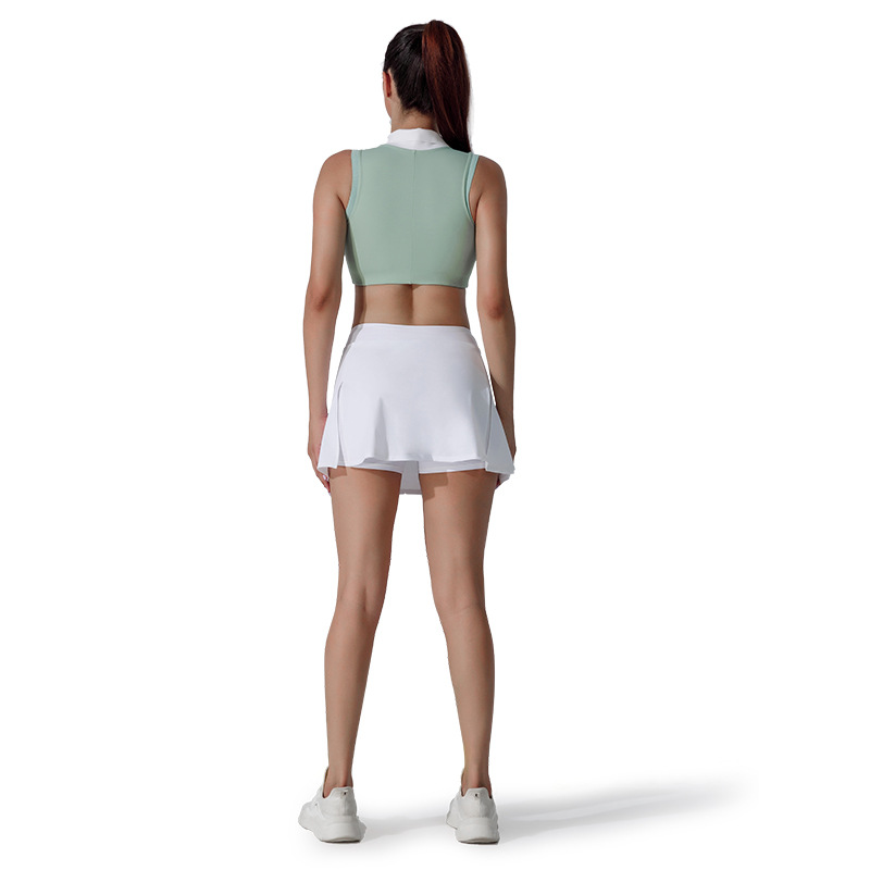Custom-made butt-lifting tennis skirt sets with side pockets, breathable outdoor sportswear for women's golf clothing