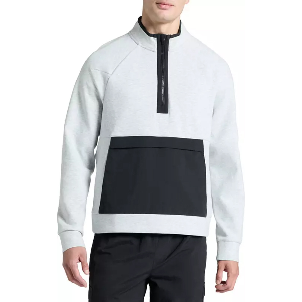 Men's Custom Logo Golf Half Zip Pullover Long Sleeve Sweatshirt Performance Heather Embroidered Mock Neck Cotton Polyester