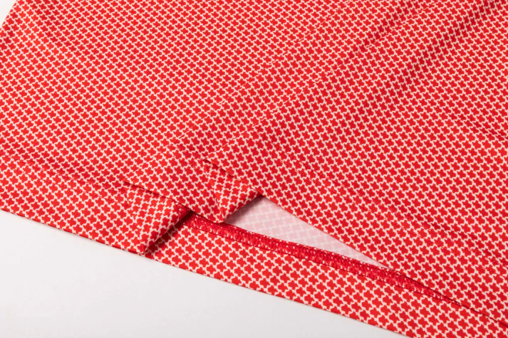 Red Houndstooth Polo Shirt - Slim Fit Antimicrobial Quick Dry Style