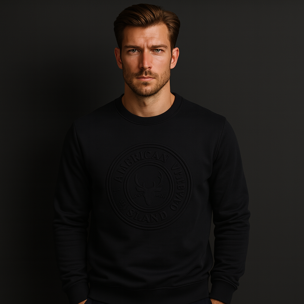 Custom Casual 3D Emed Logo Crewneck Pullover Sweatshirt for Men