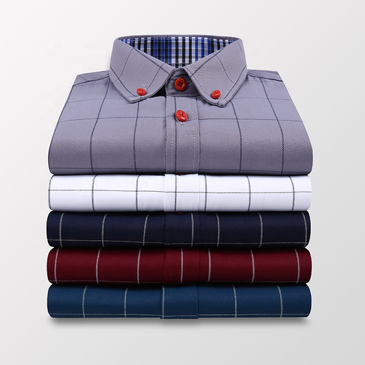 Wholesale Custom Designer 2025 New Men's Business Casual Plaid Shirt Fashion Classic Style Slim Long Sleeve Shirt