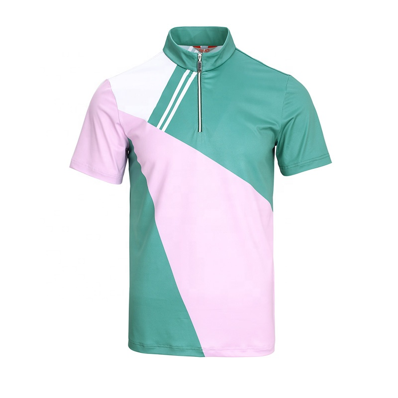 Custom Quick Dry Color Block Print Moisture Wicking Sport Quarter Zip Pullover Golf Short Sleeve Sweatshirts