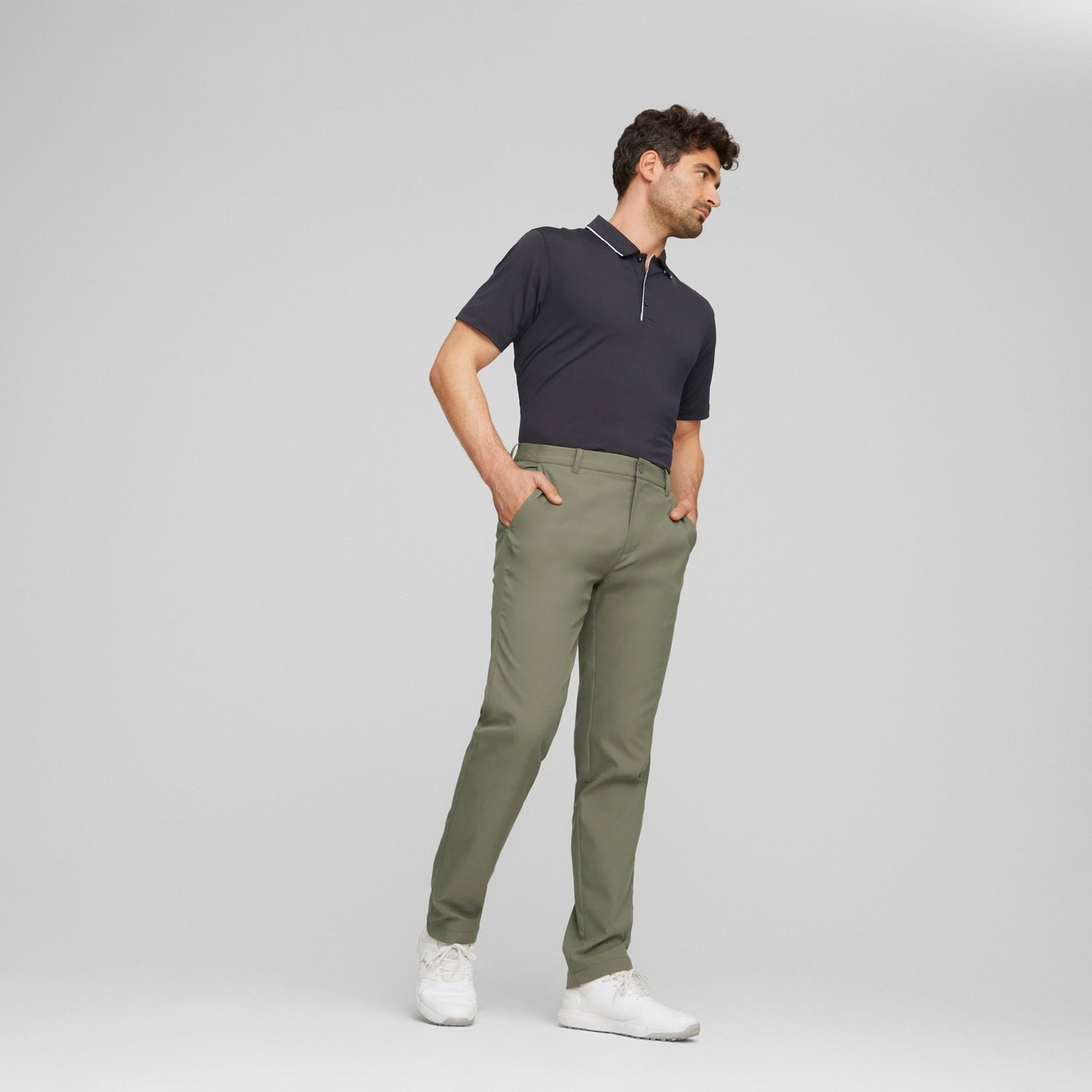 Custom logo, four-way stretch, slim-fitting, sporty and comfortable golf pants with zipper specifications, men's 100% cotton pants