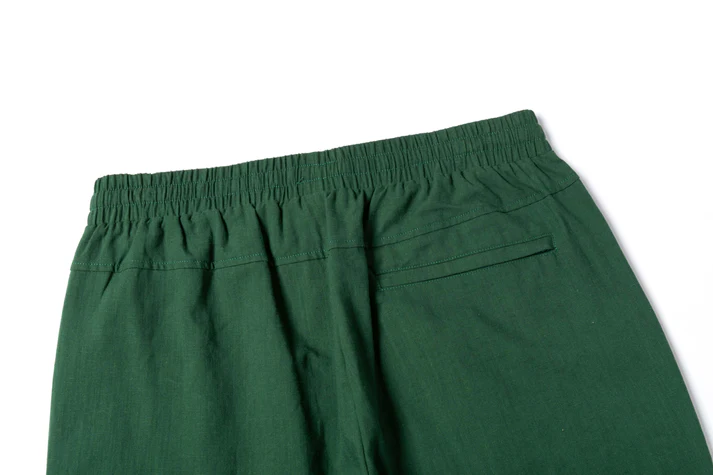 Vintage Green Linen Drawstring Cropped Pants