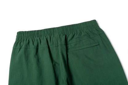 Vintage Green Linen Drawstring Cropped Pants