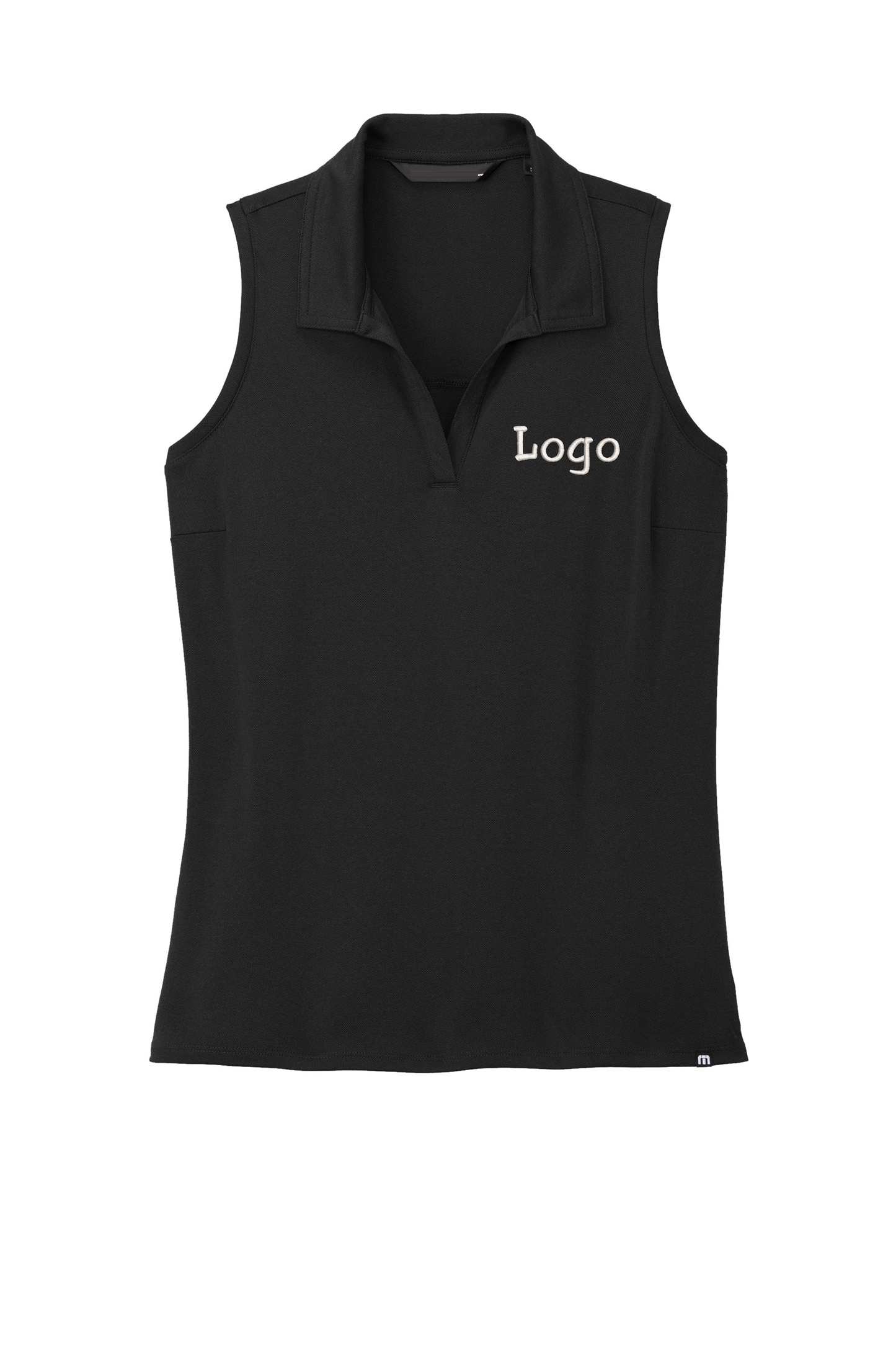 Custom logo Embroidered High Quality Stretch Elastic High Quality V-neck Womens Top Polyester Sleeveless Golf Polo Shirt