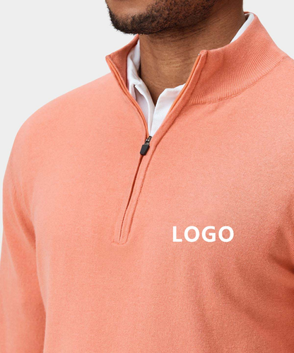 Custom Logo Print Plain Dyed Solid Sport Golf High Quality 1/4 Quarter Zip Collar Hoodie Pullover Sweatshirts for Men